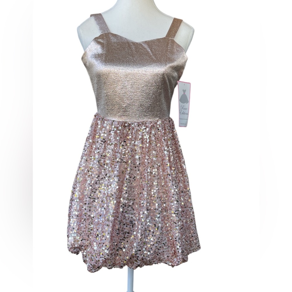 Rare Editions Big Girls Sequin Bubble Skirt Dress – Blush, Size 14, NWT